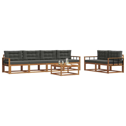 Set di divani da esterno con cuscino 7 pcs Naturale e Antracite | homemem39