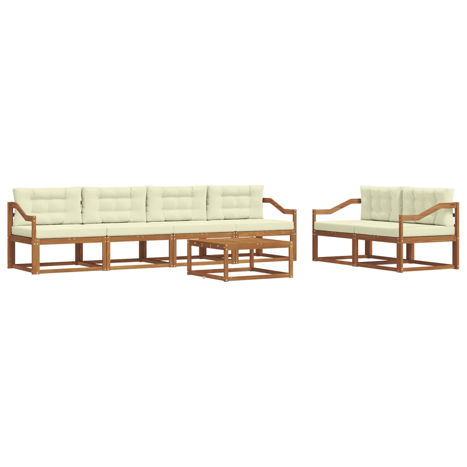 Set di divani da esterno con cuscino 7 pcs Naturale e Crema | homemem39