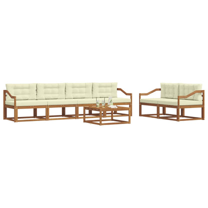 Set di divani da esterno con cuscino 7 pcs Naturale e Crema