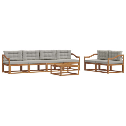 Set di divani da esterno 7 pcs Grigio Naturale e Chiaro | homemem39