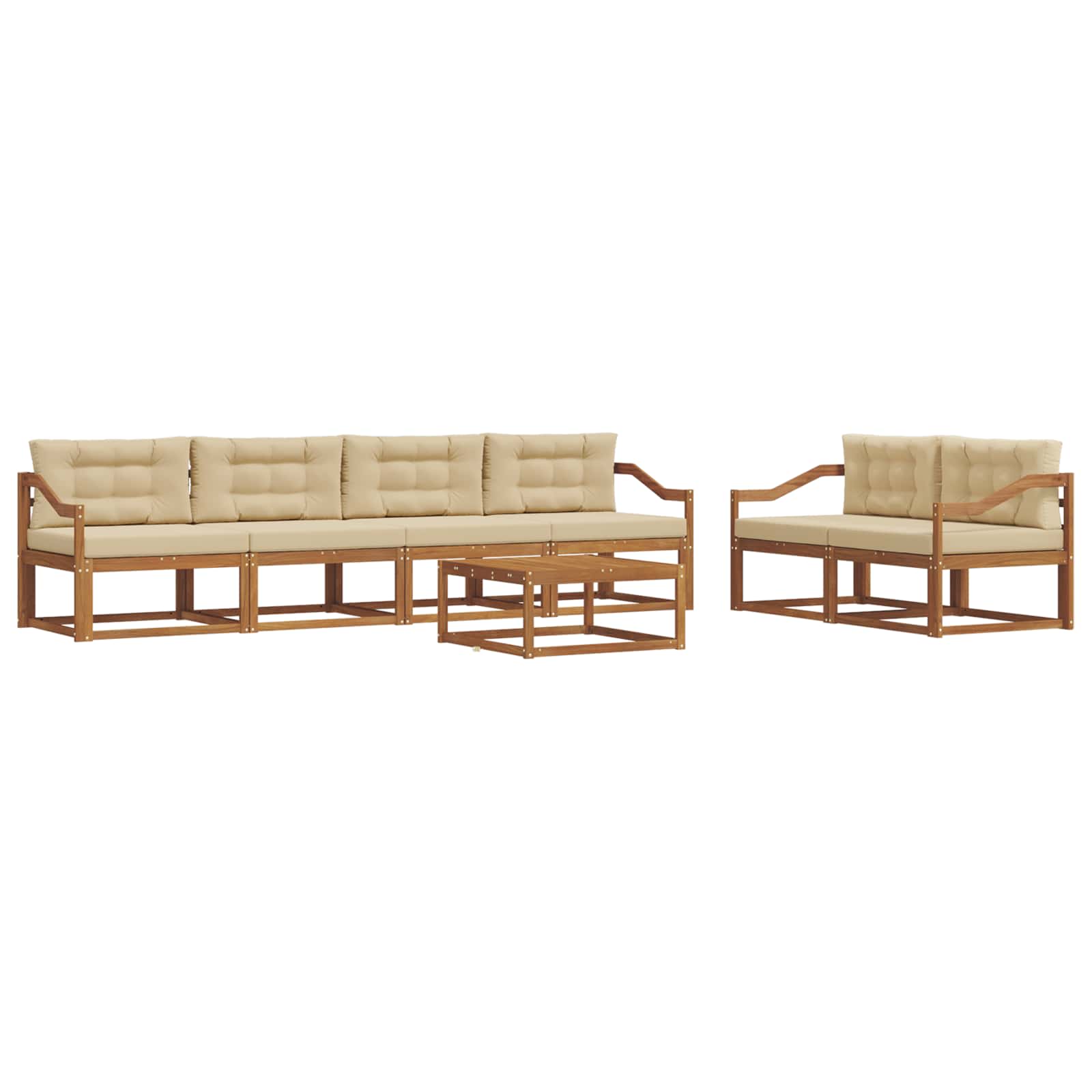 Set di divani da esterno con cuscino 7 pcs Naturale e Beige | homemem39