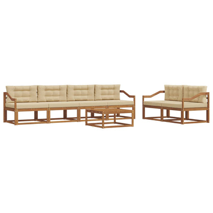 Set di divani da esterno con cuscino 7 pcs Naturale e Beige | homemem39