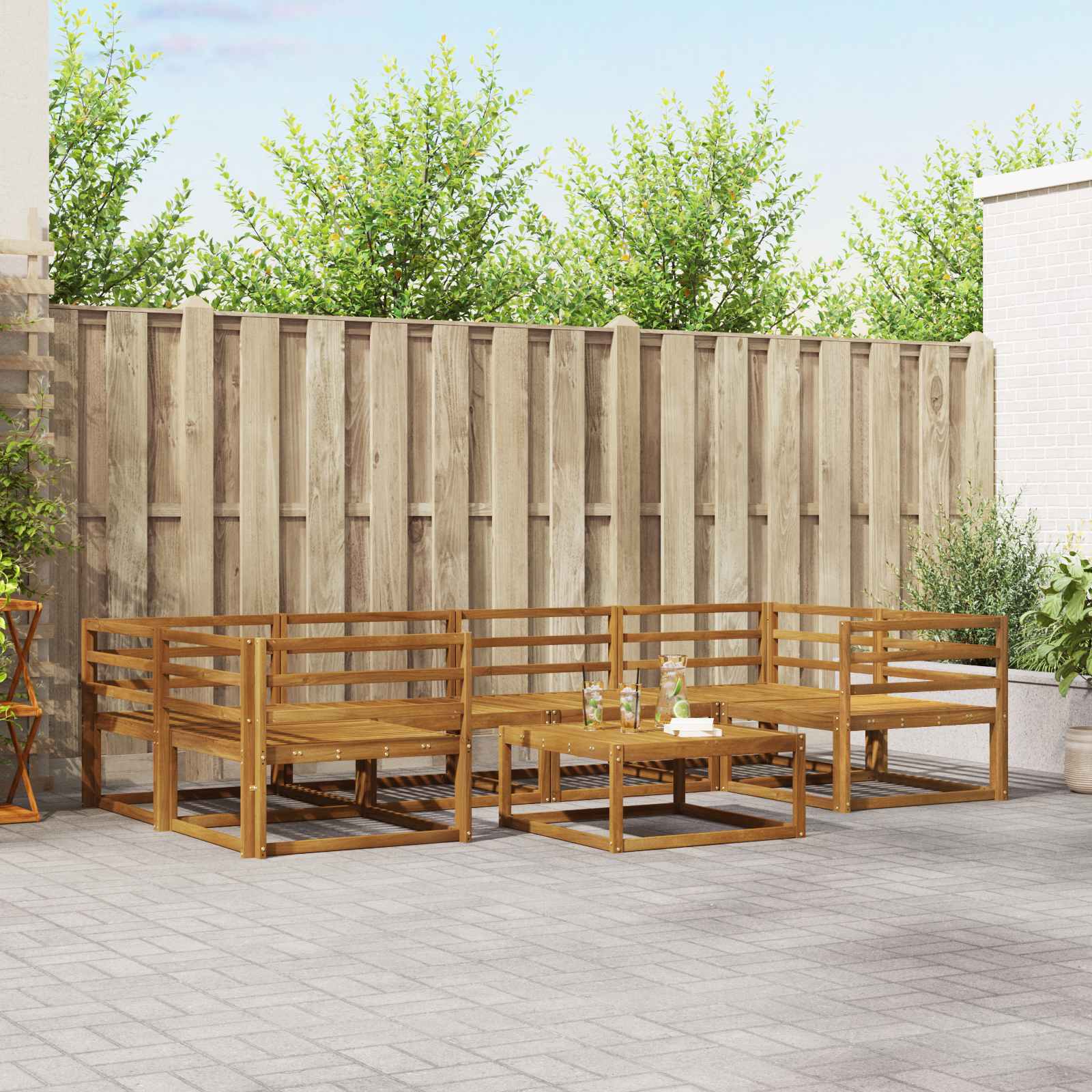 Set di divani da esterno 7 pcs Naturale | homemem39