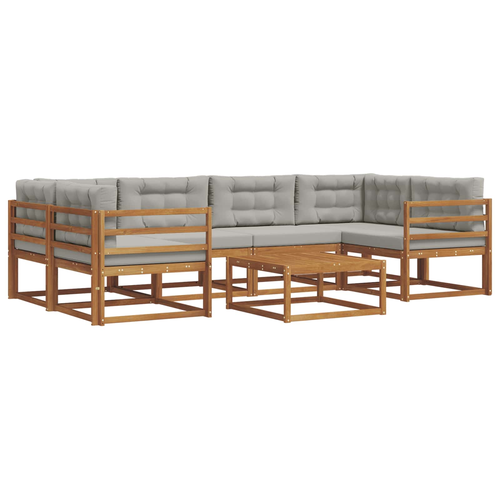 Set di divani da esterno 7 pcs Grigio Naturale e Chiaro | homemem39