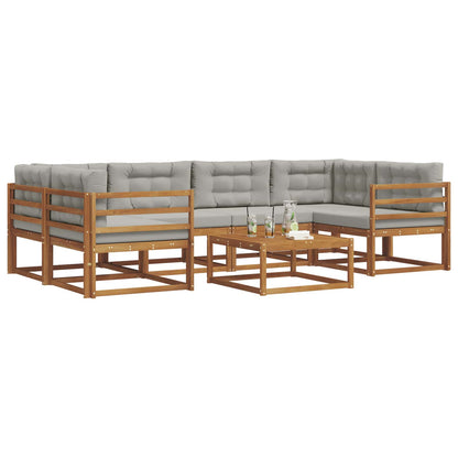 Set di divani da esterno 7 pcs Grigio Naturale e Chiaro