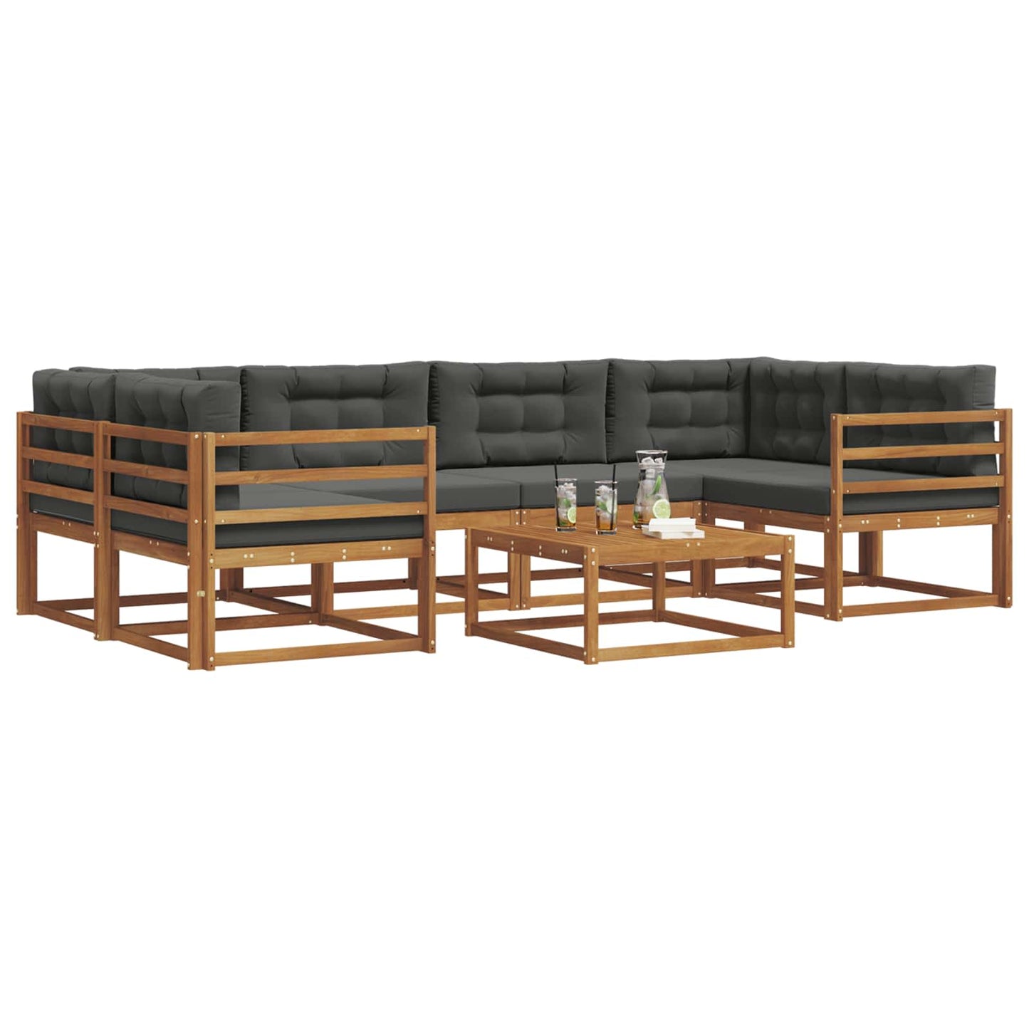 Set di divani da esterno con cuscino 7 pcs Naturale e Antracite | homemem39