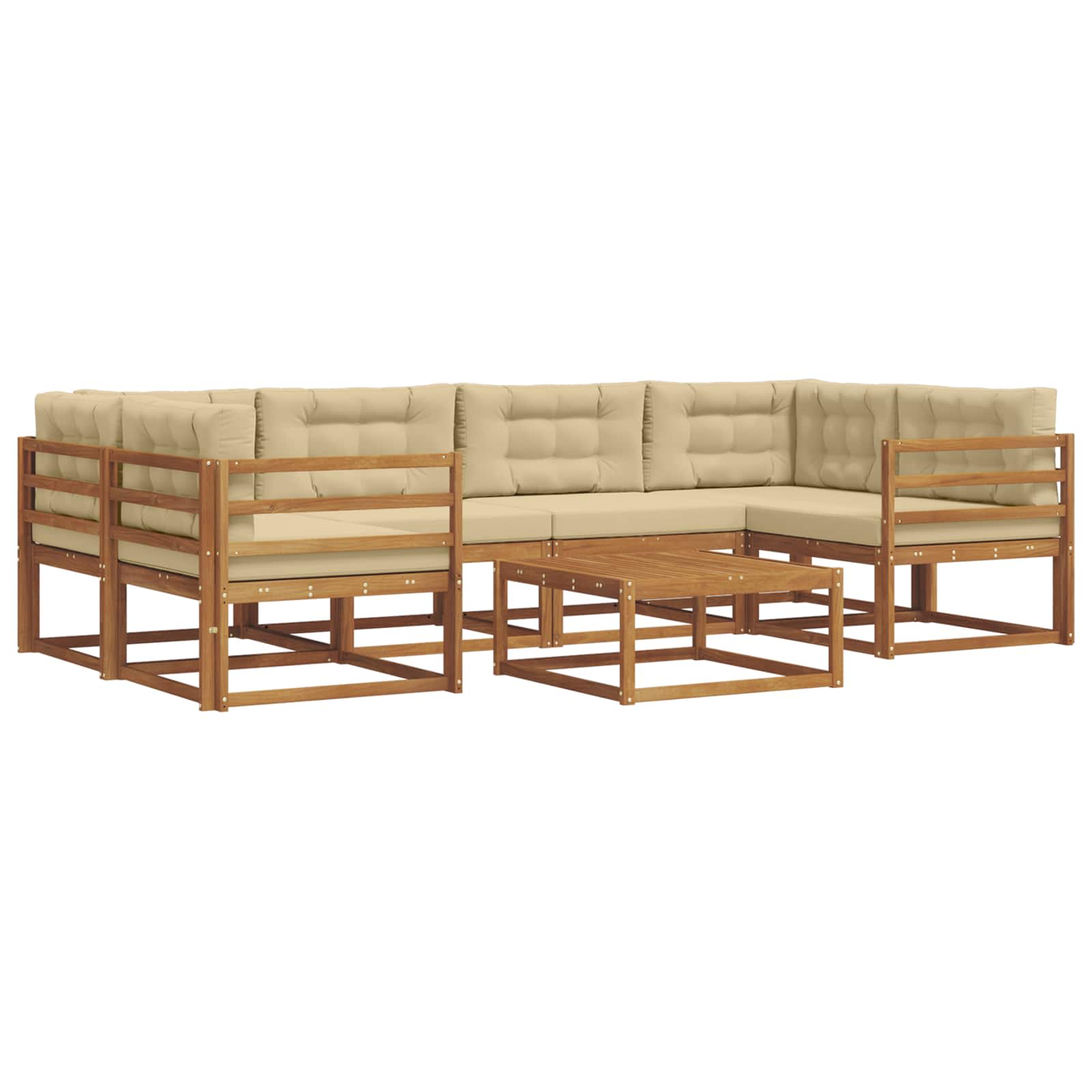 Set di divani da esterno con cuscino 7 pcs Naturale e Beige | homemem39