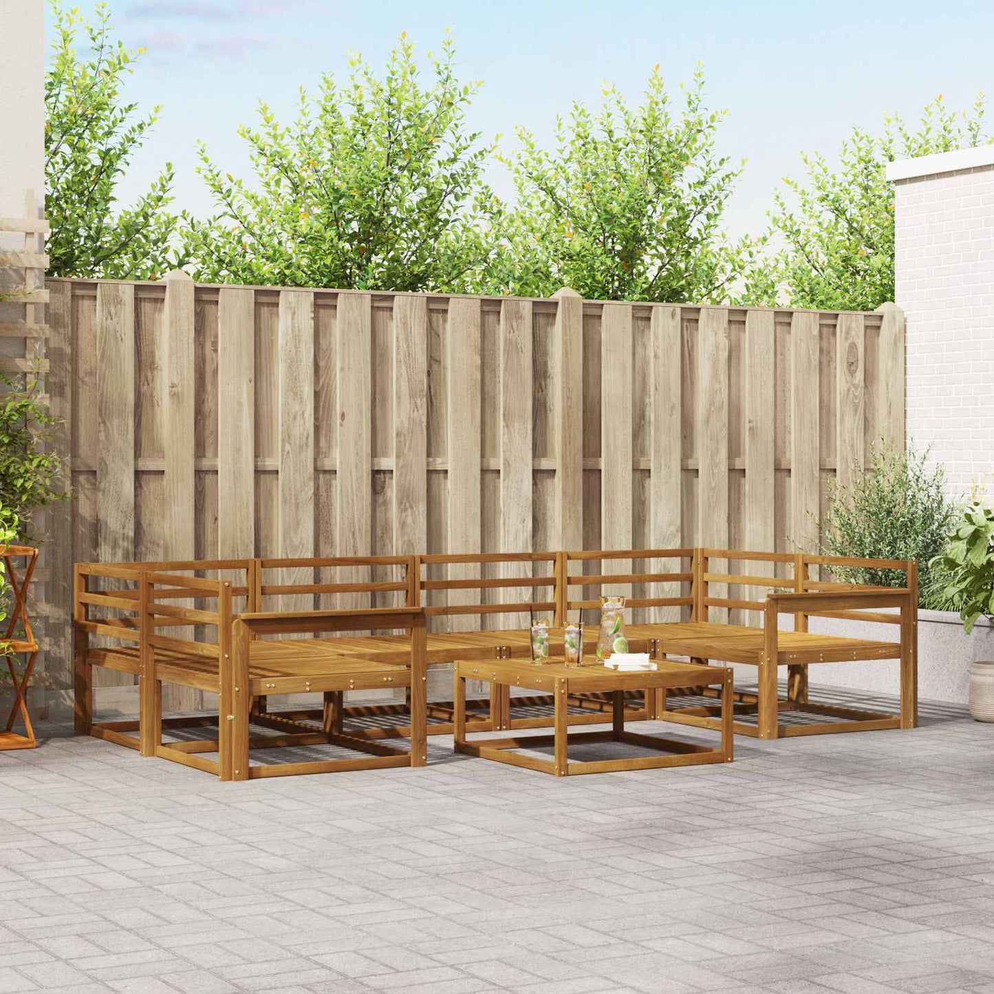 Set di divani da esterno 7 pcs Naturale | homemem39