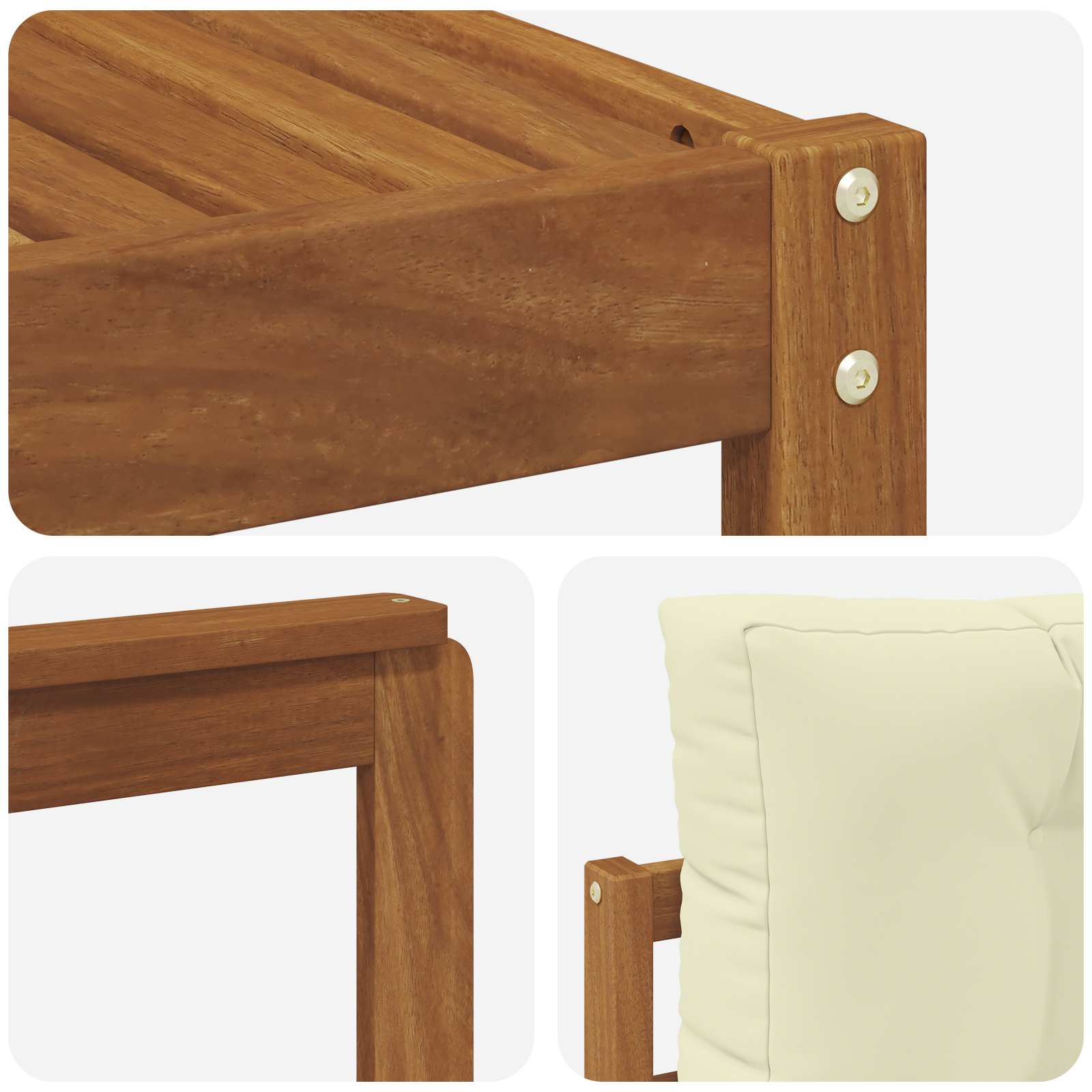 Set di divani da esterno con cuscino 7 pcs Naturale e Crema | homemem39