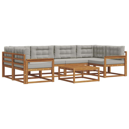 Set di divani da esterno 7 pcs Grigio Naturale e Chiaro
