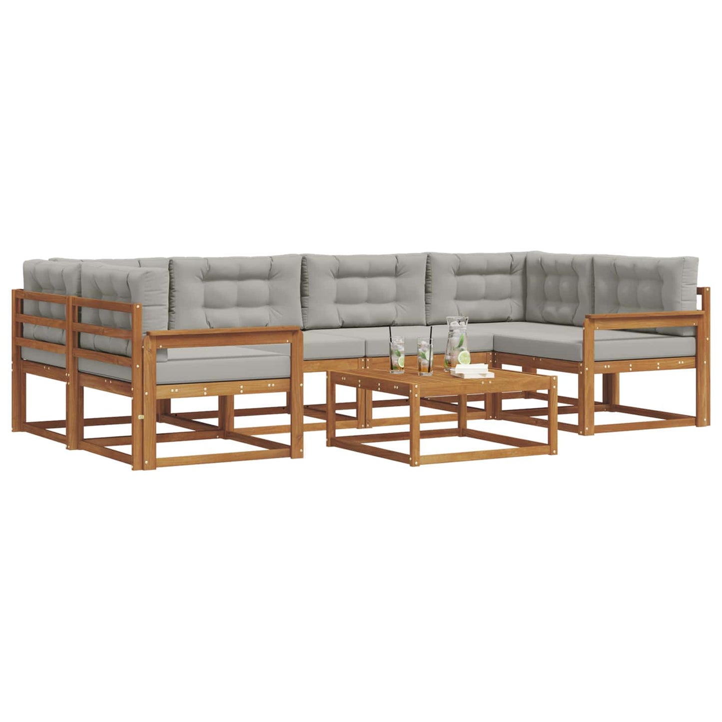 Set di divani da esterno 7 pcs Grigio Naturale e Chiaro | homemem39