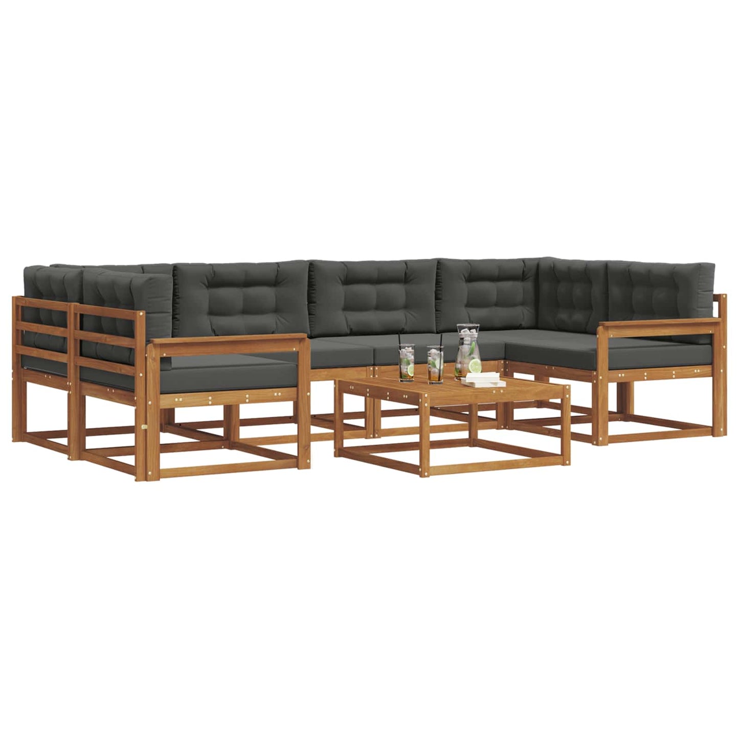 Set di divani da esterno con cuscino 7 pcs Naturale e Antracite | homemem39