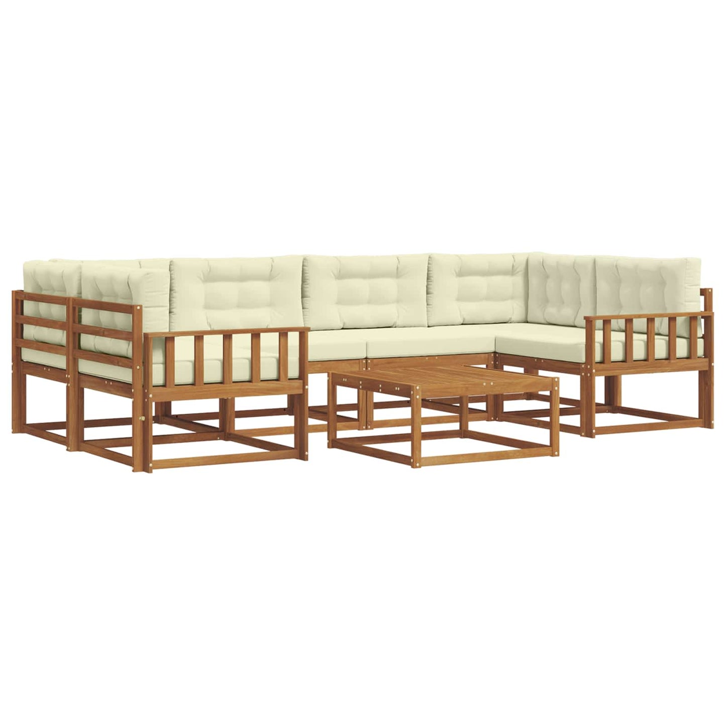 Set di divani da esterno con cuscino 7 pcs Naturale e Crema | homemem39