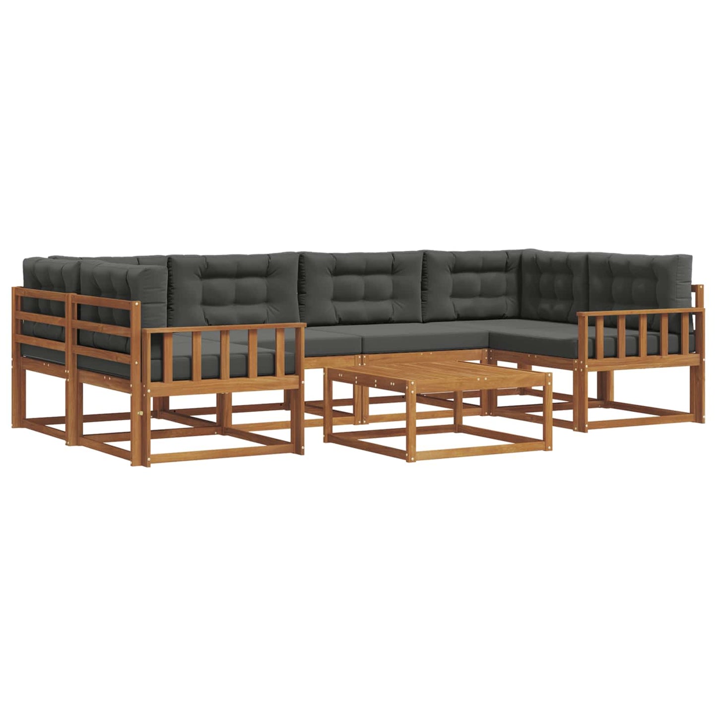 Set di divani da esterno con cuscino 7 pcs Naturale e Antracite | homemem39