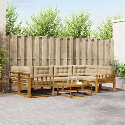 Set di divani da esterno con cuscino 7 pcs Naturale e Beige | homemem39