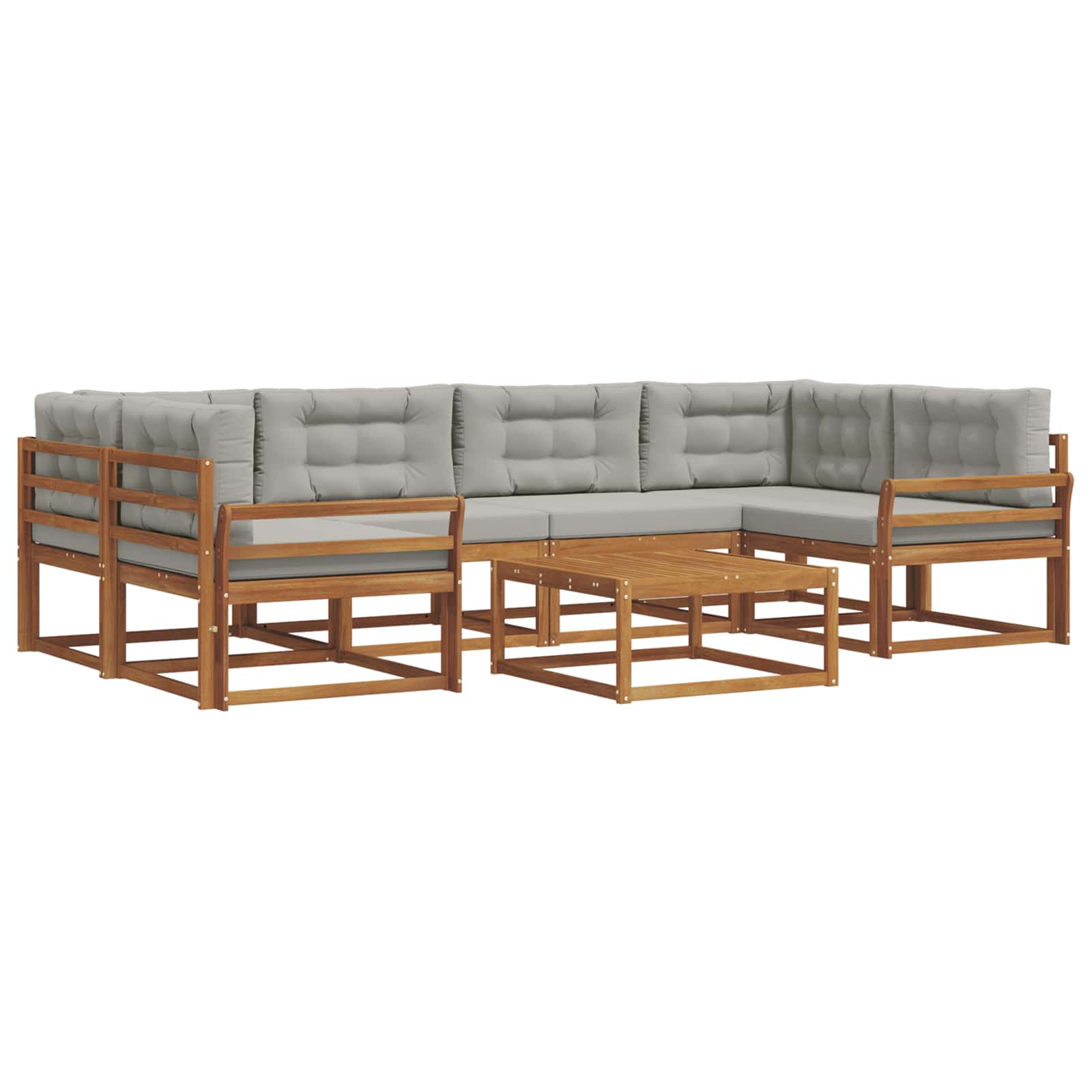 Set di divani da esterno 7 pcs Grigio Naturale e Chiaro | homemem39