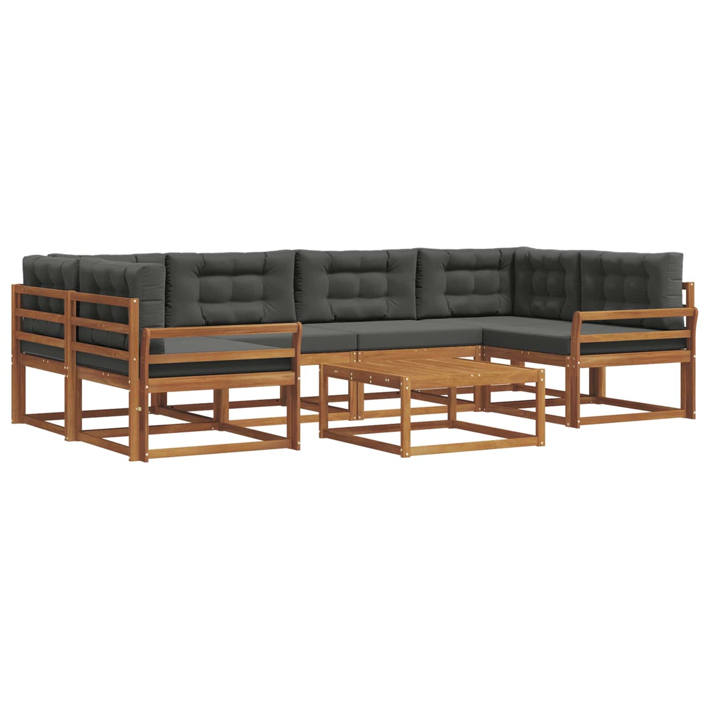 Set di divani da esterno con cuscino 7 pcs Naturale e Antracite