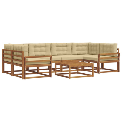 Set di divani da esterno con cuscino 7 pcs Naturale e Beige | homemem39