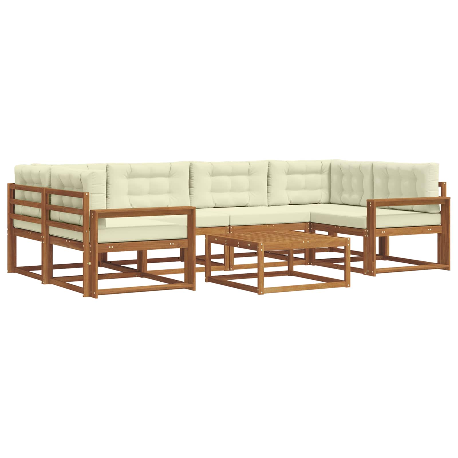 Set di divani da esterno con cuscino 7 pcs Naturale e Crema | homemem39