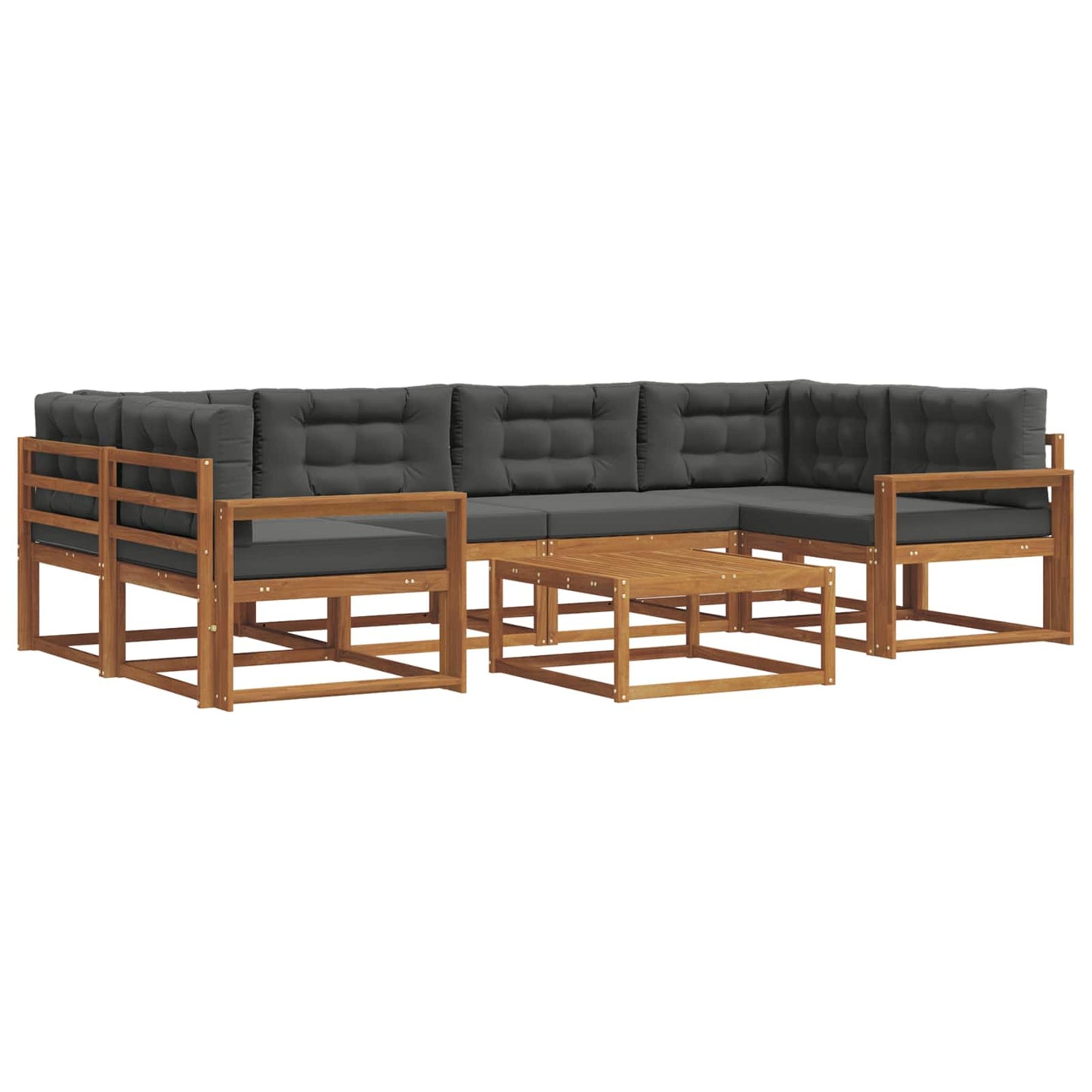 Set di divani da esterno con cuscino 7 pcs Naturale e Antracite | homemem39