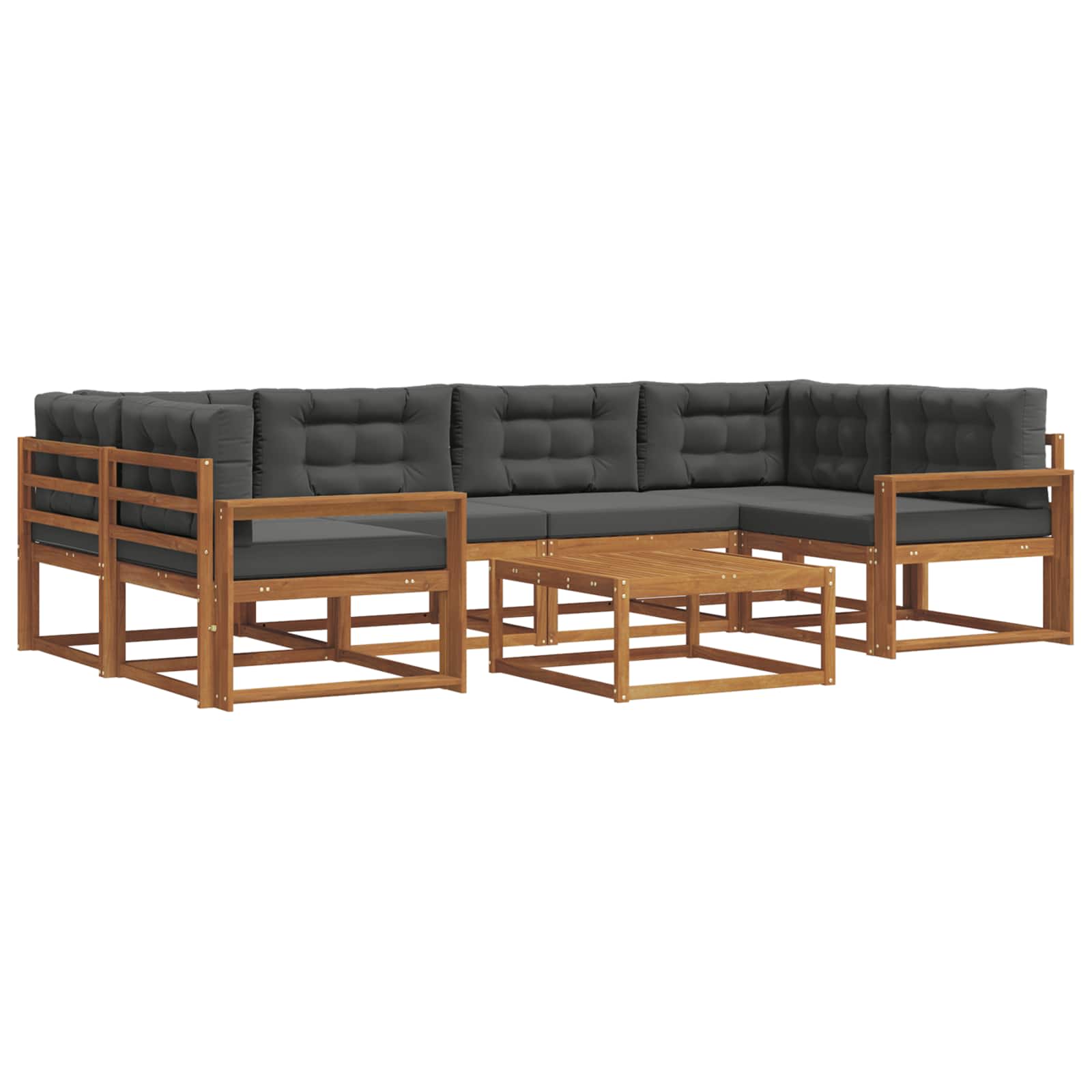 Set di divani da esterno con cuscino 7 pcs Naturale e Antracite | homemem39