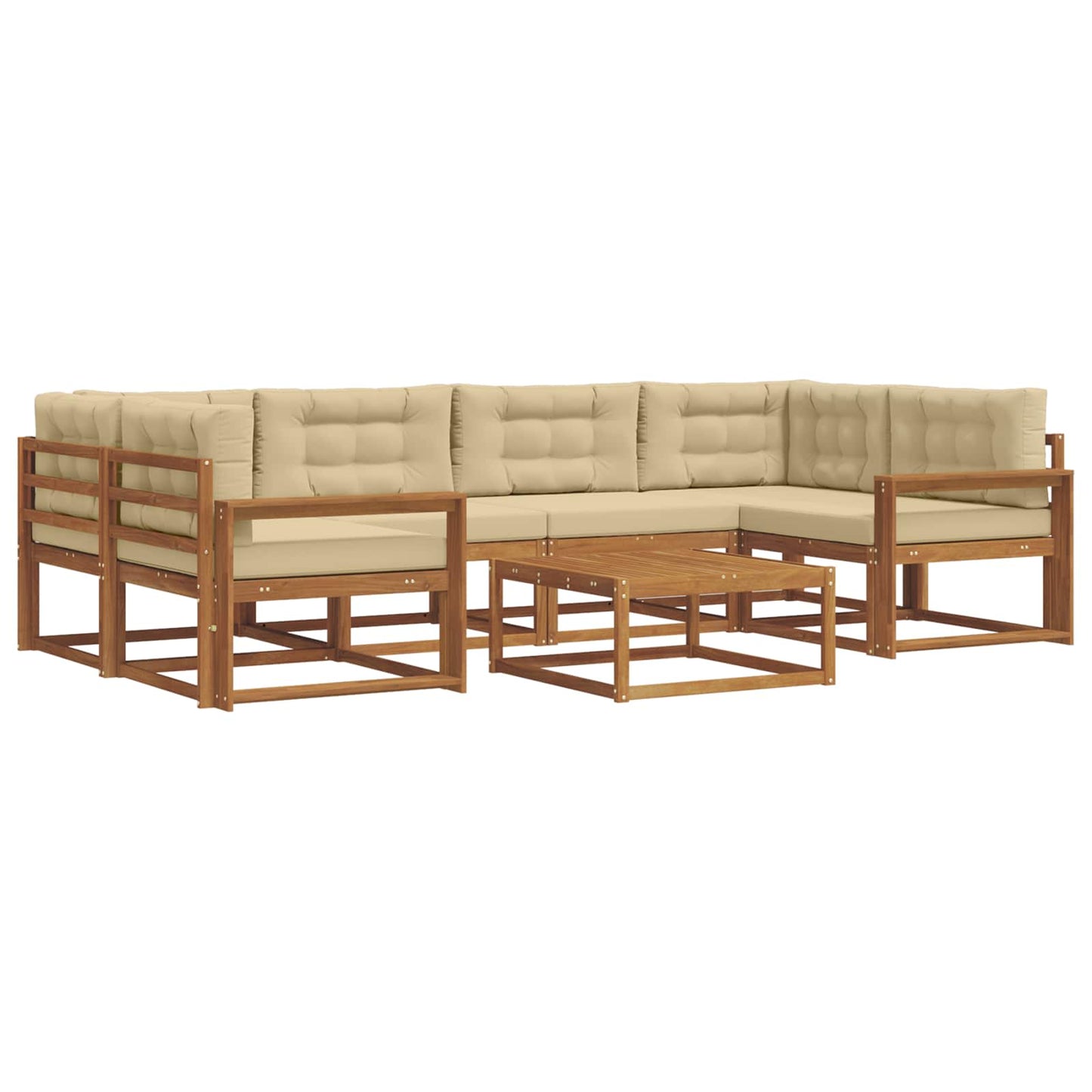 Set di divani da esterno con cuscino 7 pcs Naturale e Beige | homemem39