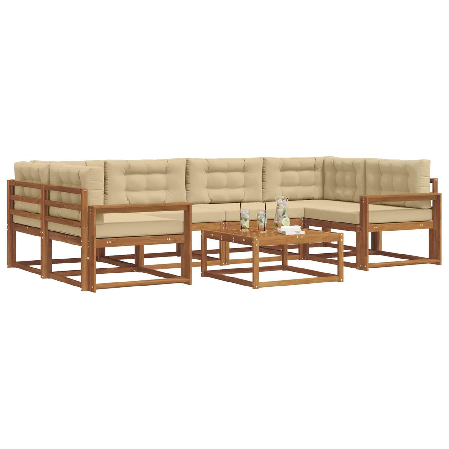 Set di divani da esterno con cuscino 7 pcs Naturale e Beige