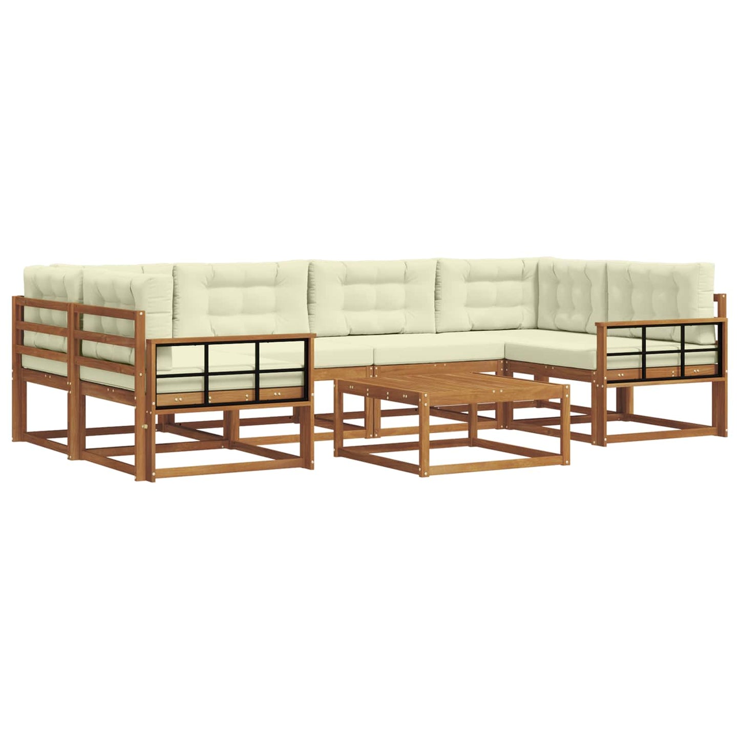 Set di divani da esterno con cuscino 7 pcs Naturale e Crema