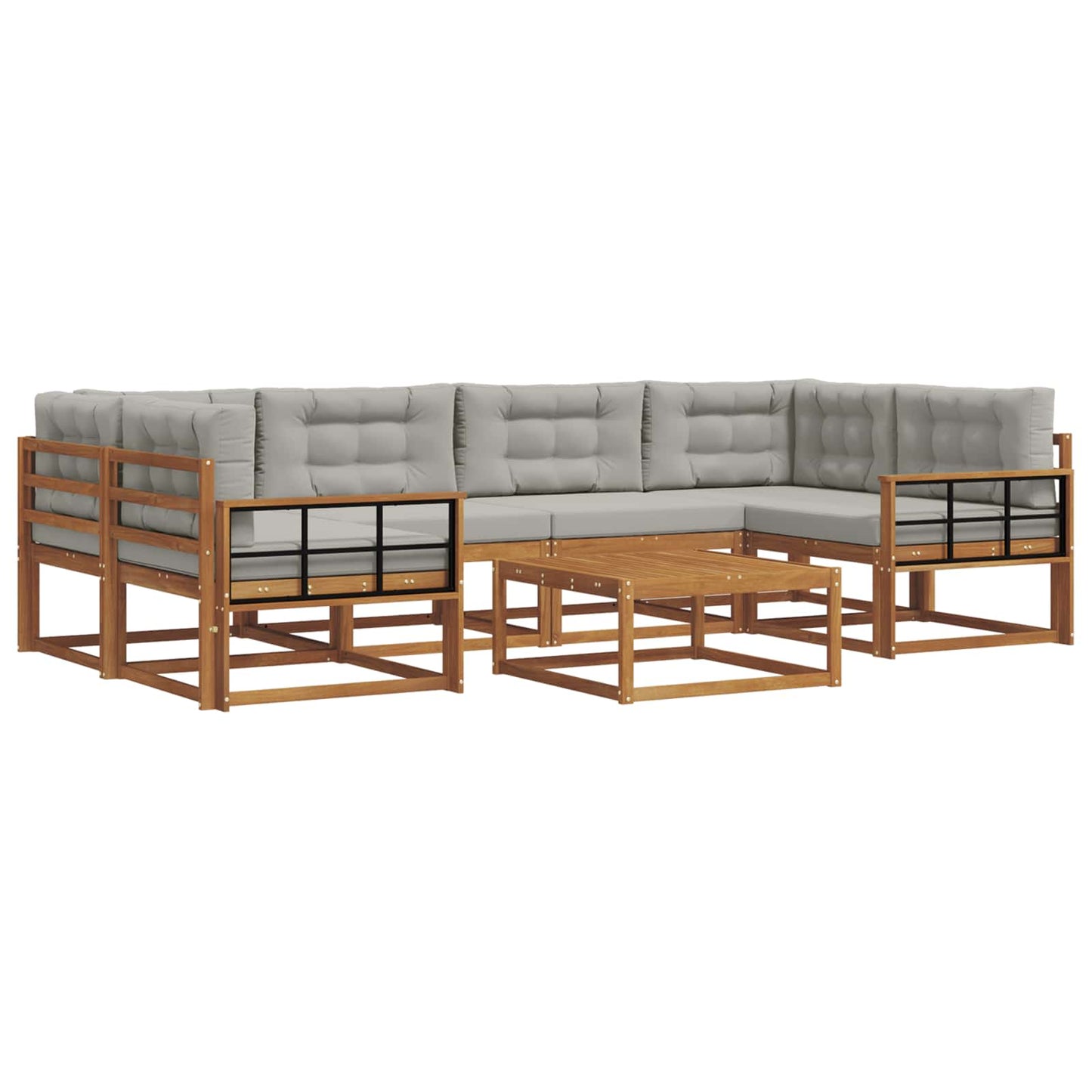 Set di divani da esterno 7 pcs Grigio Naturale e Chiaro | homemem39