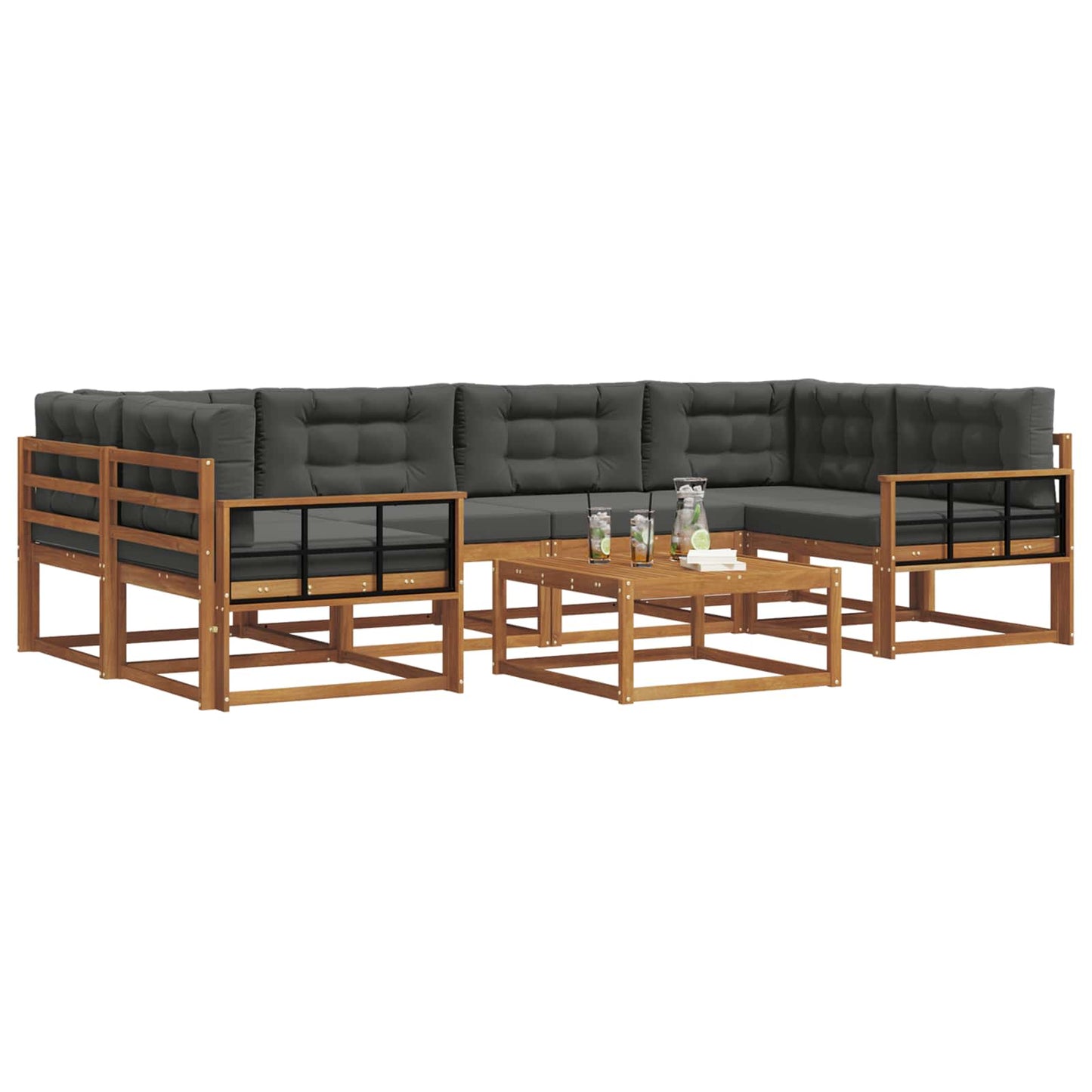 Set di divani da esterno con cuscino 7 pcs Naturale e Antracite