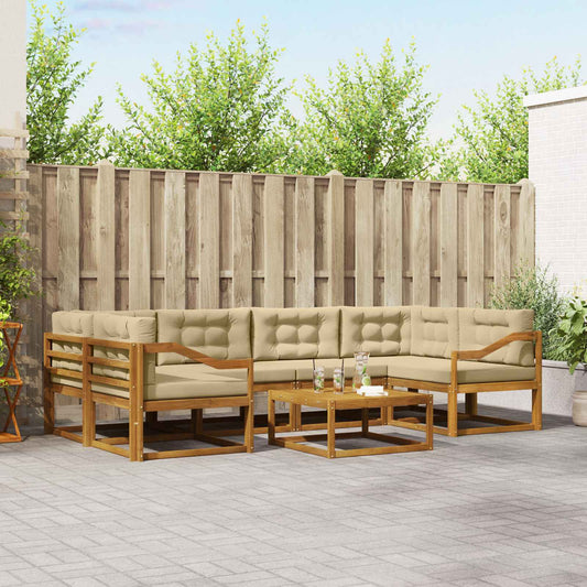 Set di divani da esterno con cuscino 7 pcs Naturale e Beige