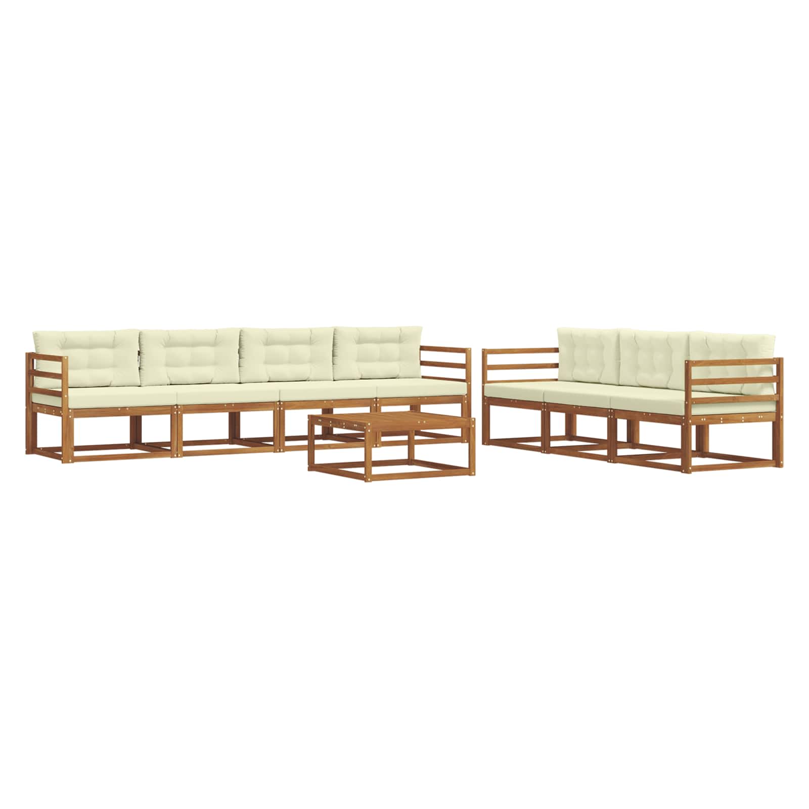 Set di divani da esterno con cuscino 8 pcs Naturale e Crema | homemem39