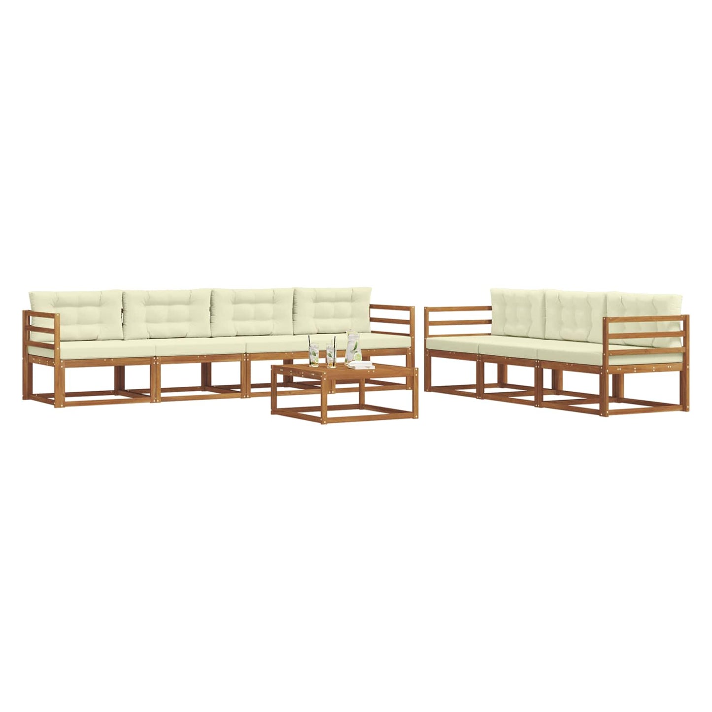 Set di divani da esterno con cuscino 8 pcs Naturale e Crema | homemem39