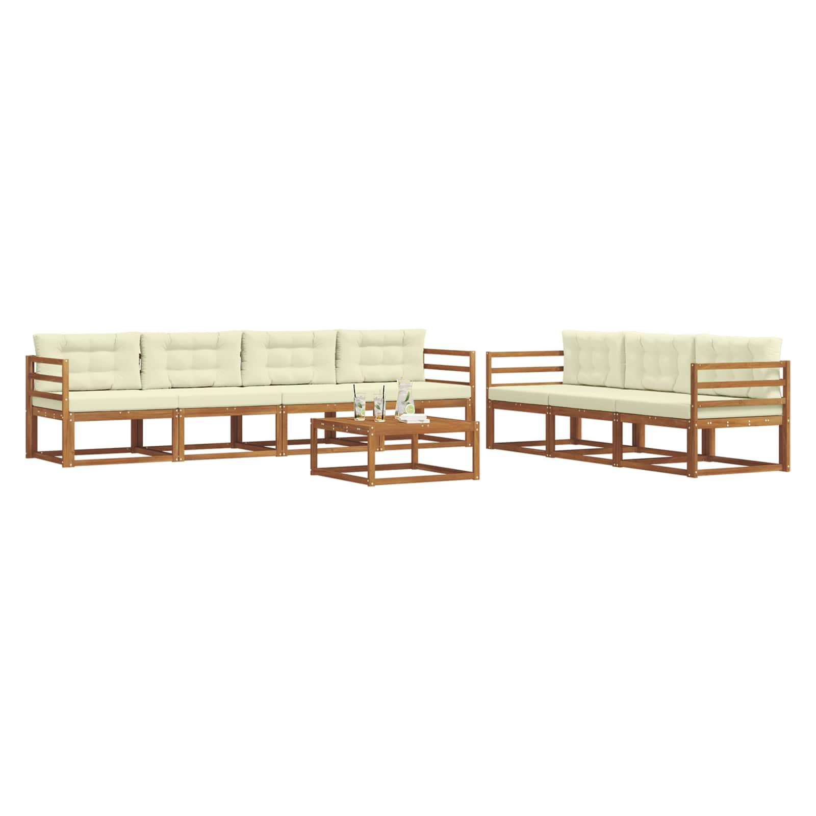 Set di divani da esterno con cuscino 8 pcs Naturale e Crema | homemem39