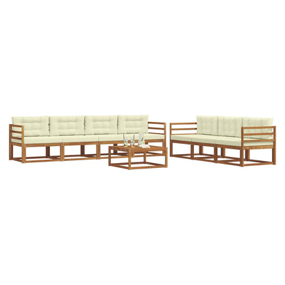Set di divani da esterno con cuscino 8 pcs Naturale e Crema
