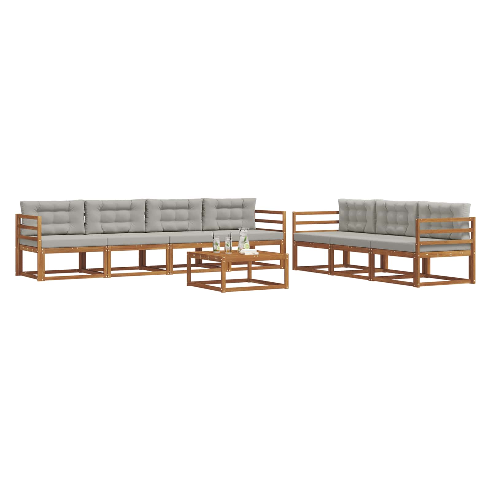 Set di divani da esterno 8 pcs Grigio Naturale e Chiaro | homemem39