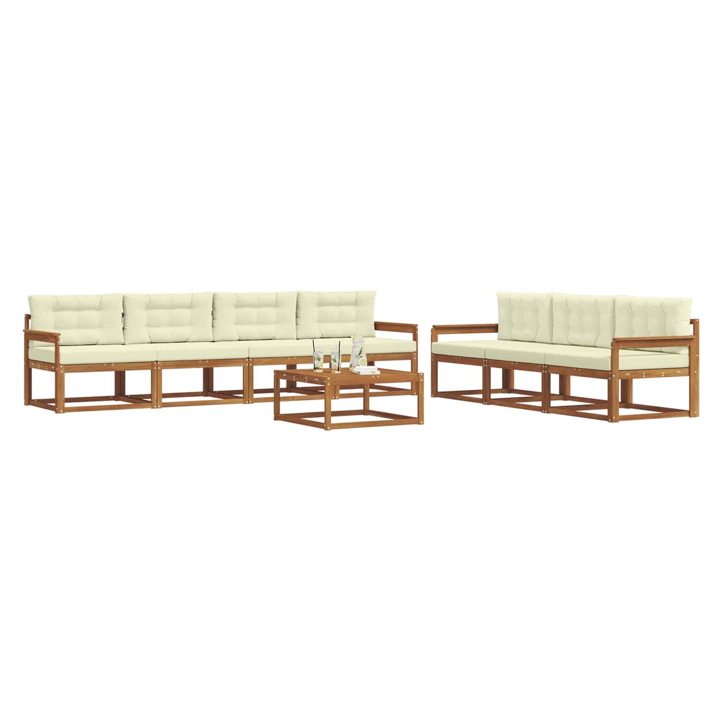 Set di divani da esterno con cuscino 8 pcs Naturale e Crema