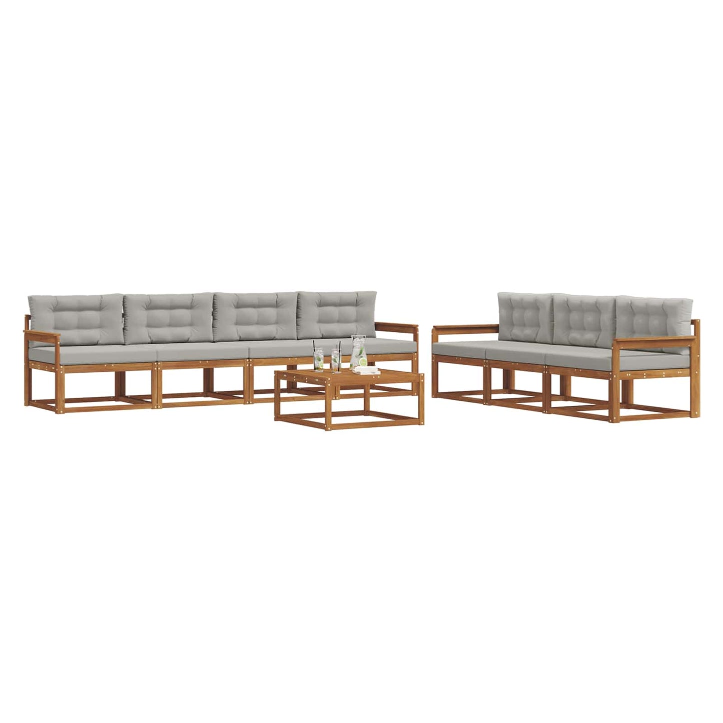Set di divani da esterno 8 pcs Grigio Naturale e Chiaro