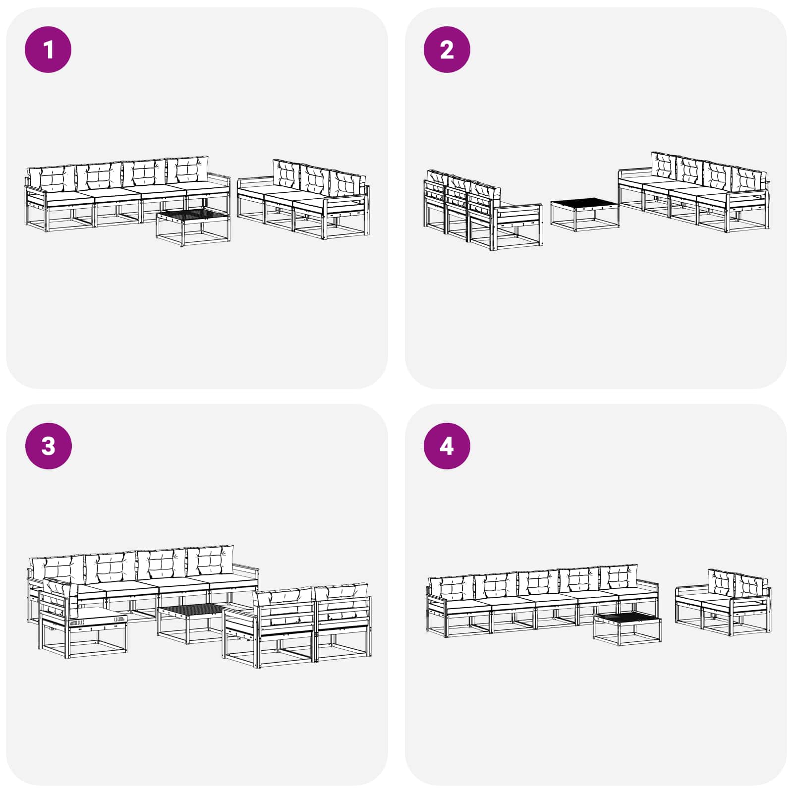 Set di divani da esterno 8 pcs Grigio Naturale e Chiaro | homemem39