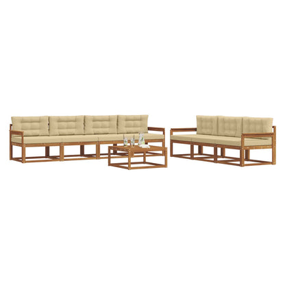 Set di divani da esterno con cuscino 8 pcs Naturale e Beige