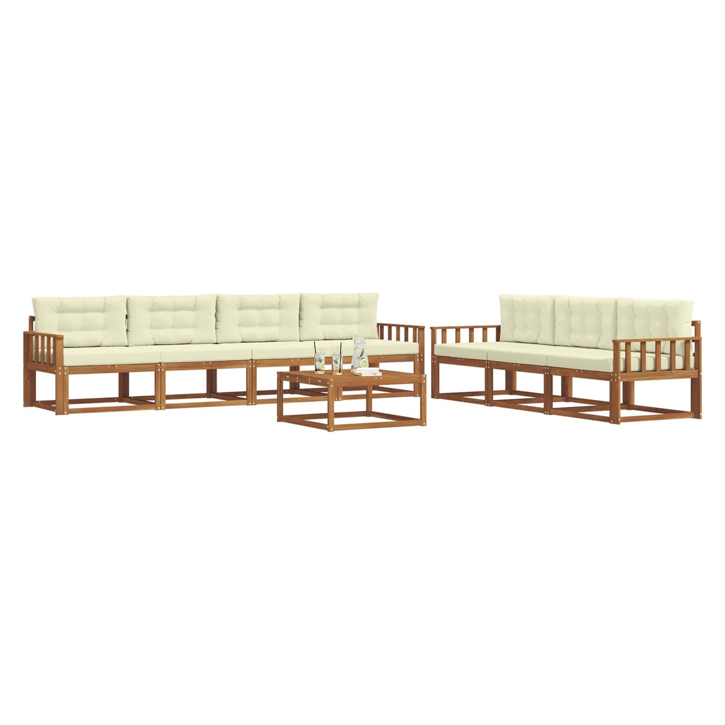 Set di divani da esterno con cuscino 8 pcs Naturale e Crema | homemem39