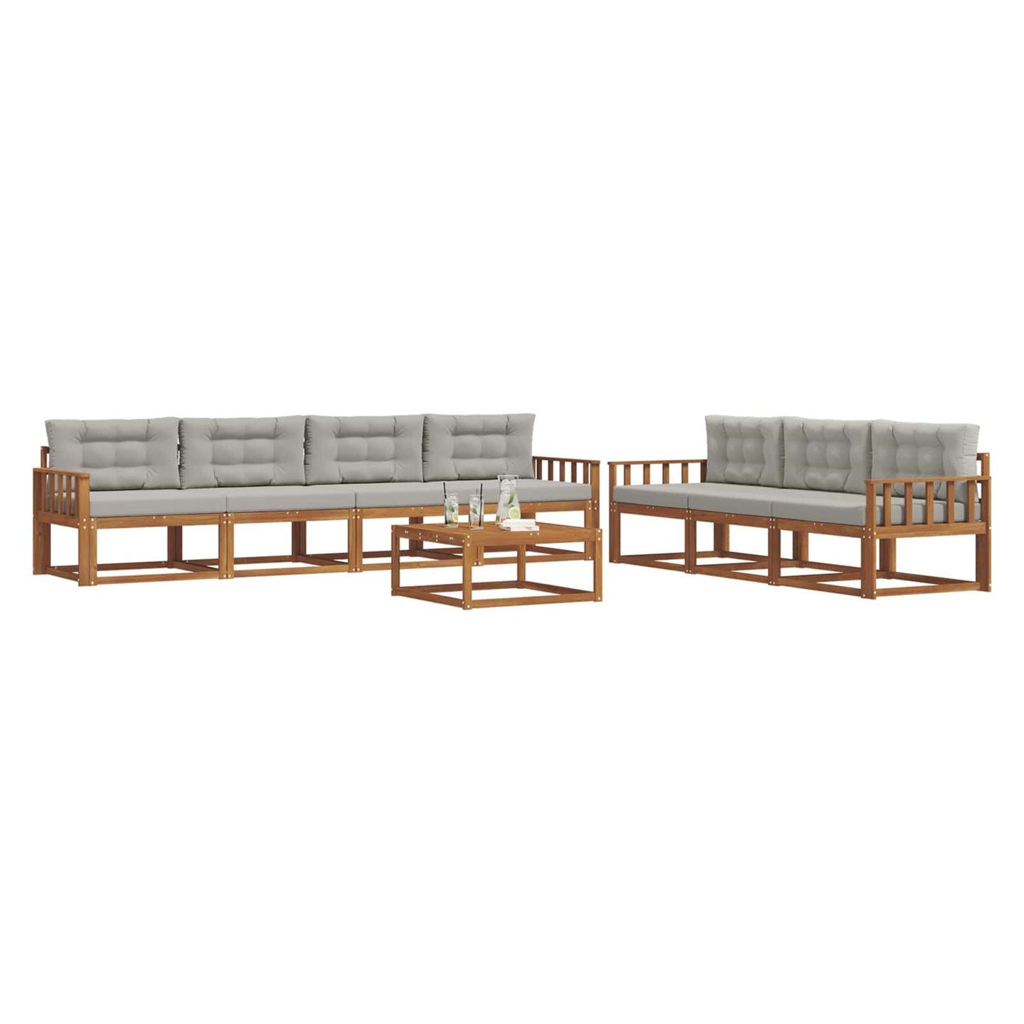 Set di divani da esterno 8 pcs Grigio Naturale e Chiaro | homemem39