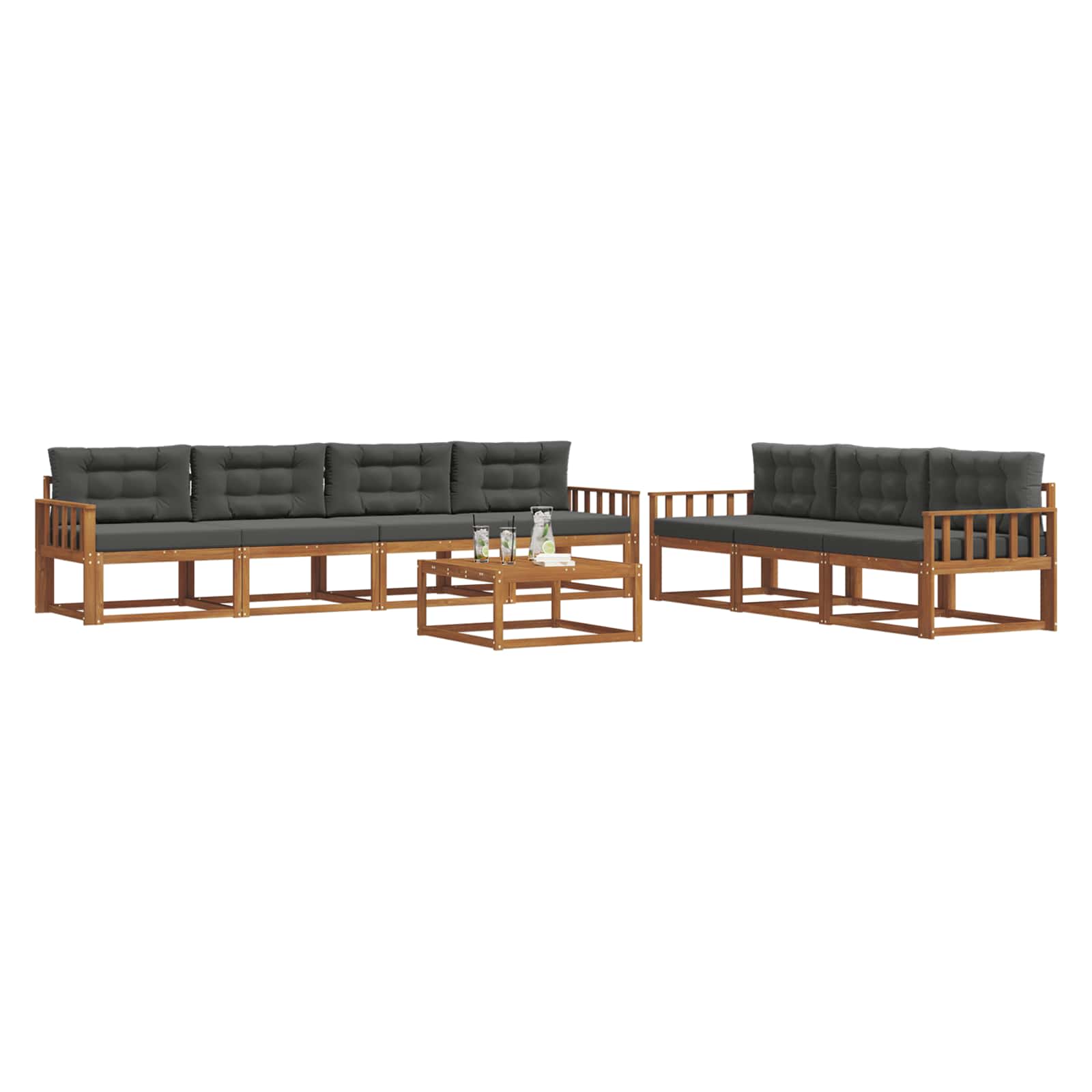Set di divani da esterno con cuscino 8 pcs Naturale e Antracite | homemem39