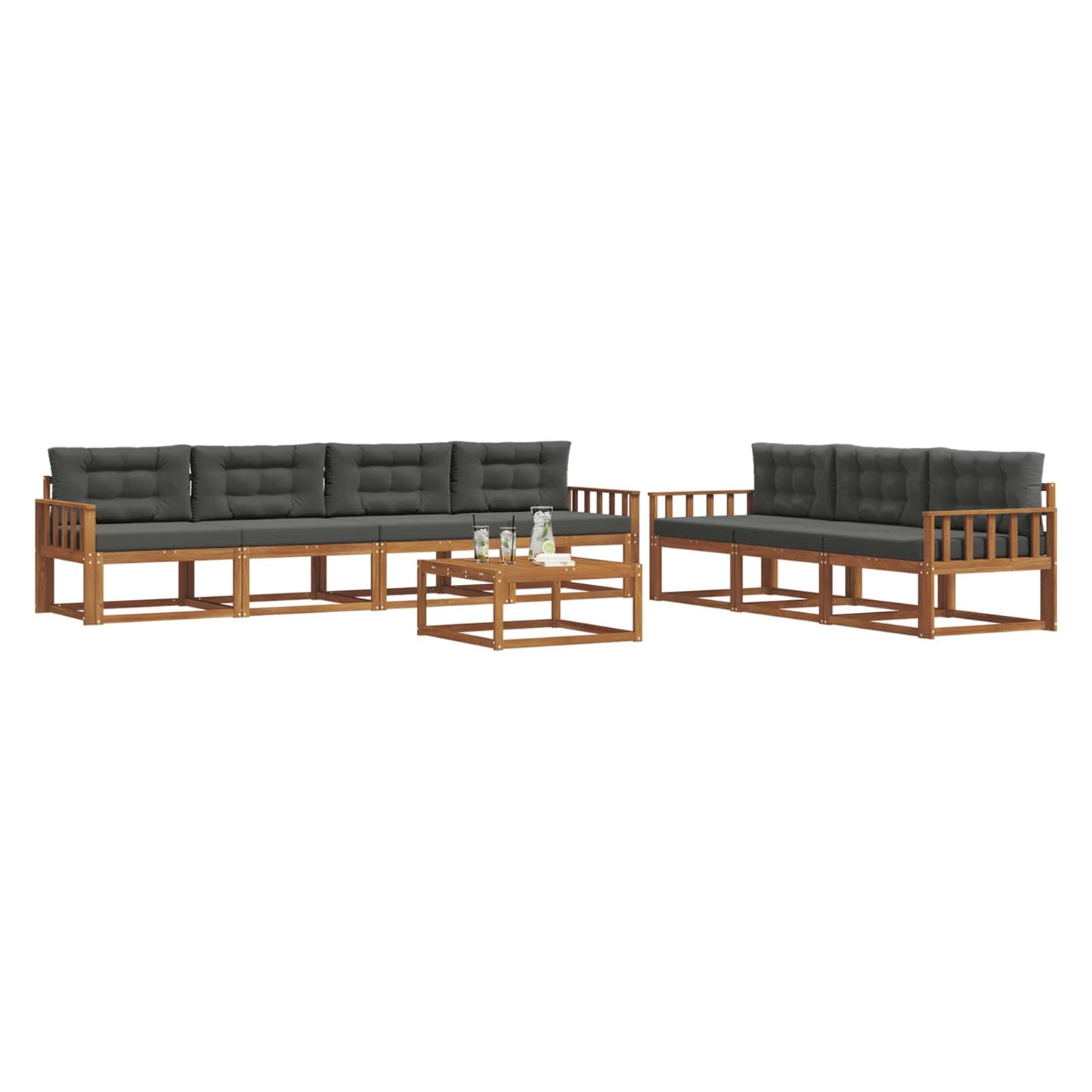 Set di divani da esterno con cuscino 8 pcs Naturale e Antracite