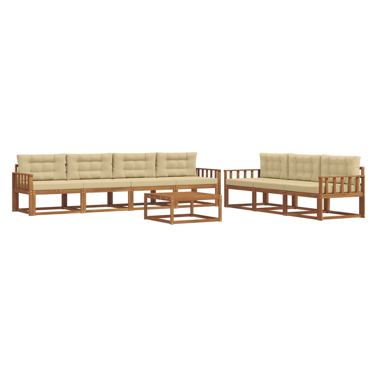 Set di divani da esterno con cuscino 8 pcs Naturale e Beige | homemem39