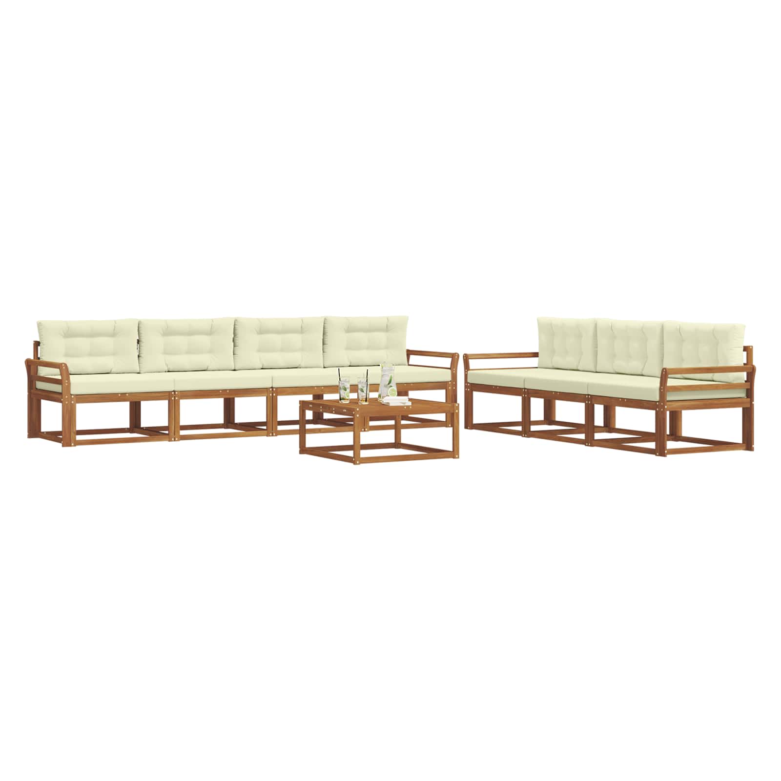 Set di divani da esterno con cuscino 8 pcs Naturale e Crema | homemem39