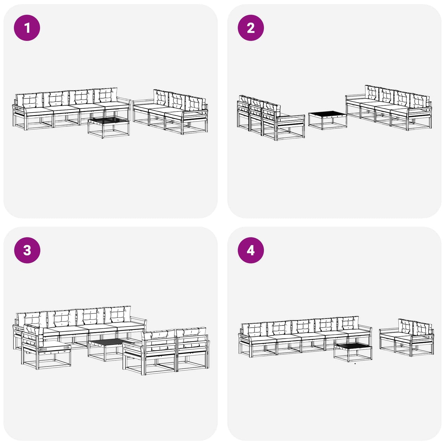 Set di divani da esterno 8 pcs Grigio Naturale e Chiaro | homemem39