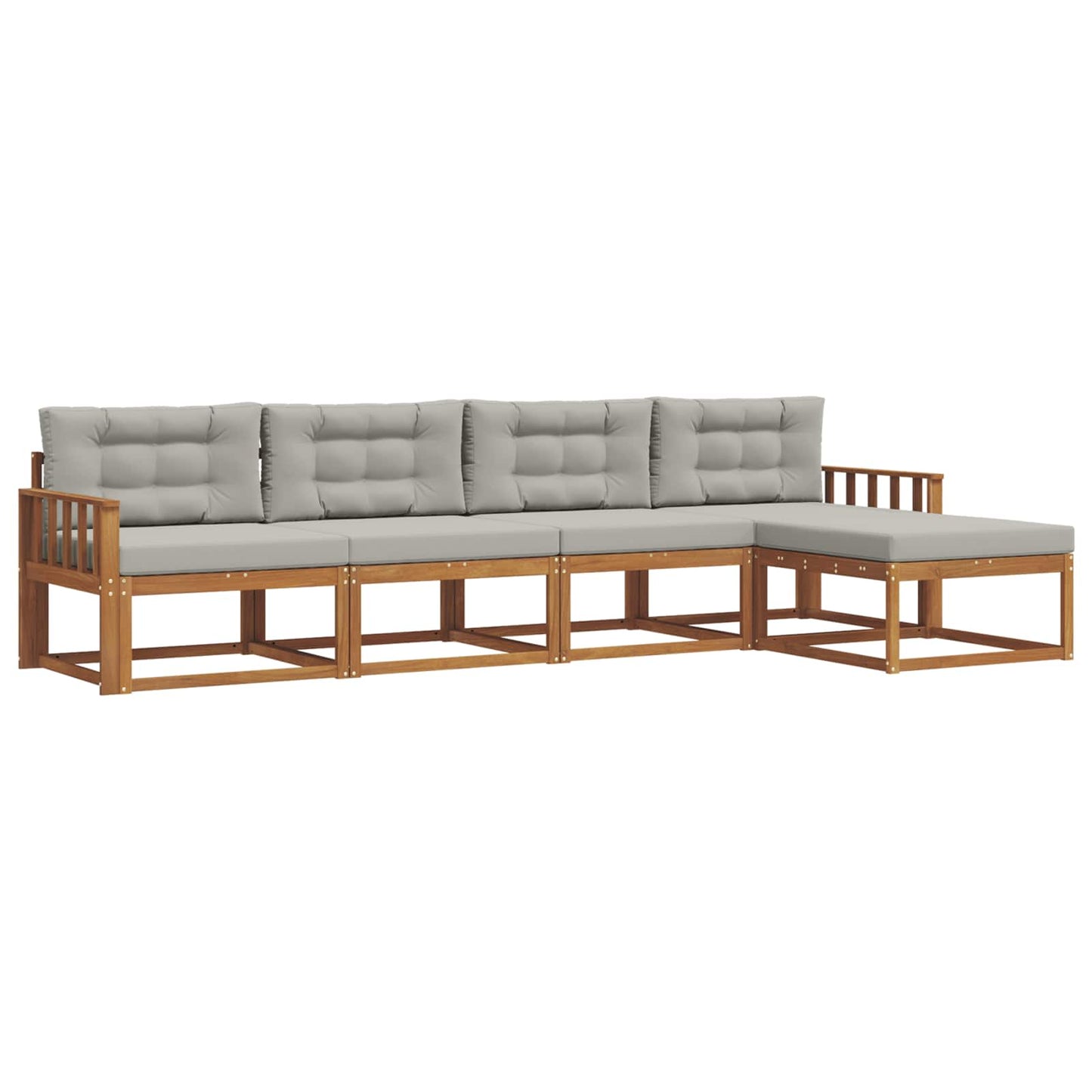 Set di divani da esterno 5 pcs Grigio Naturale e Chiaro | homemem39