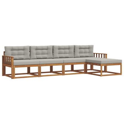 Set di divani da esterno 5 pcs Grigio Naturale e Chiaro | homemem39