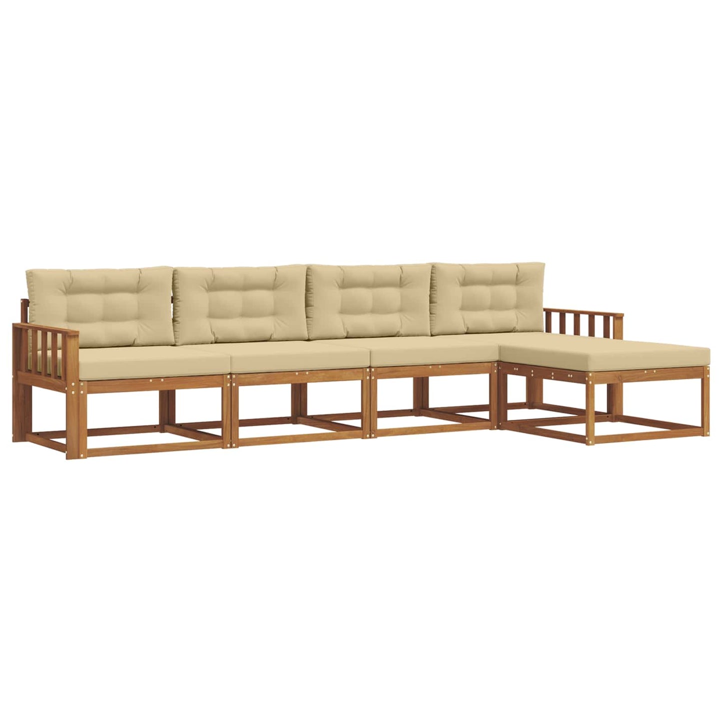 Set di divani da esterno con cuscino 5 pcs Naturale e Beige | homemem39